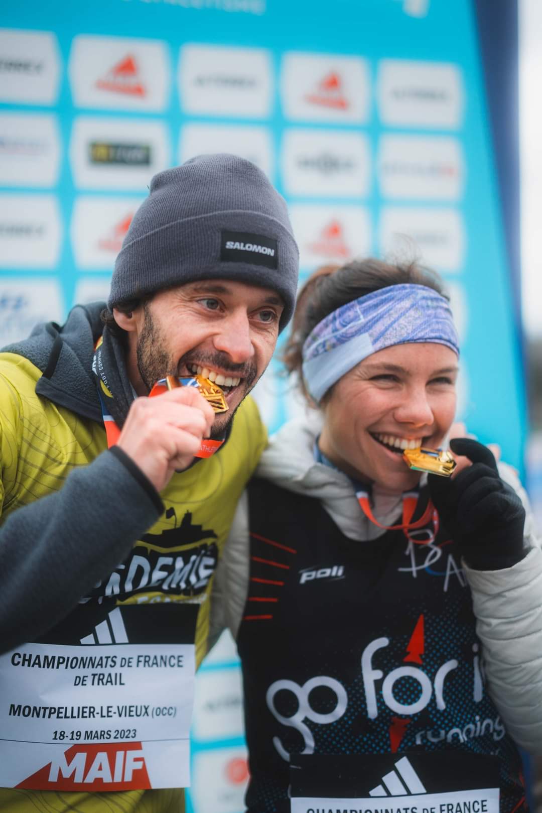 C.Geoffray et T.Barronian, champion.ne.s de France de trail court par ©JustinGallant